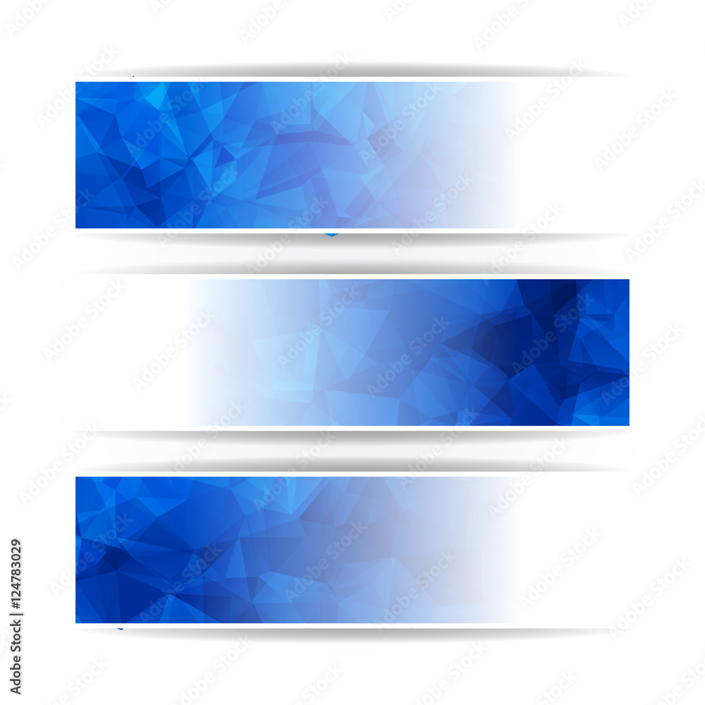 Fototapeta premium Abstract Blue Triangular Polygonal vector banners set