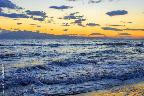 sunset and beach