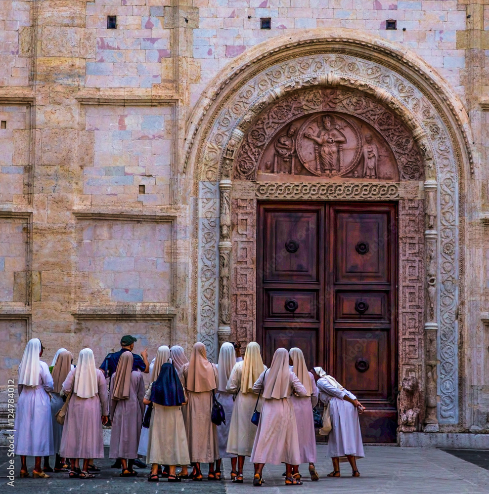 Italy beauty, nuns in mythical Assisi, Umbria