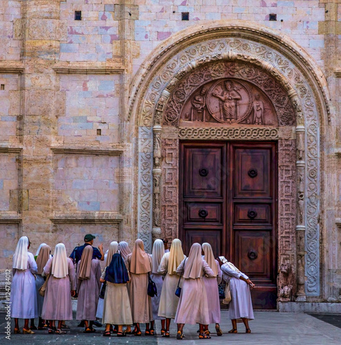 Italy beauty, nuns in mythical Assisi, Umbria