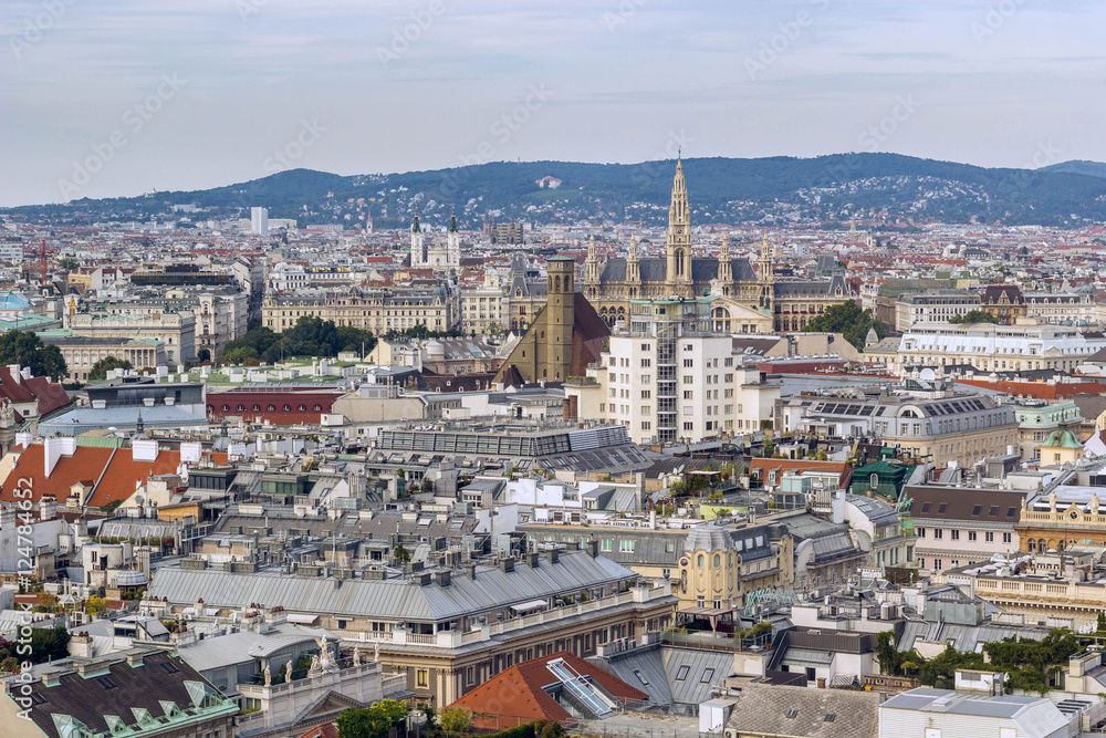 View from St. Stephen's Cathedral  to Rathaus in Vienna, Austria