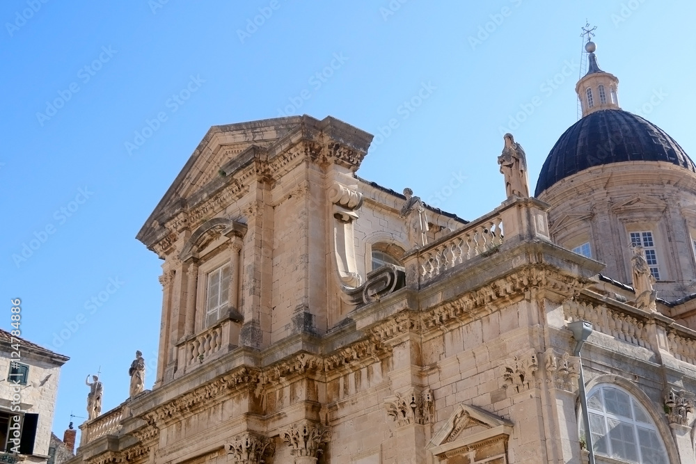 The Assumption Cathedral in Old Town Dubrovnik, Croatia. Dubrovnik is popular touristic destination and UNESCO World Heritage Site. 