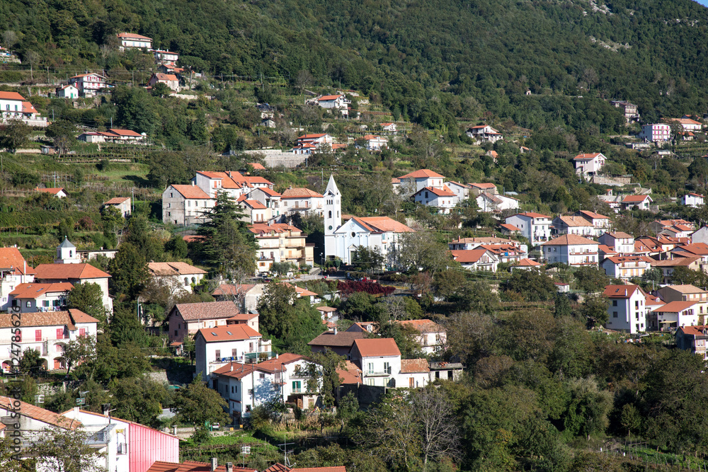 Fototapeta premium Aerial view of Agerola village.jpg