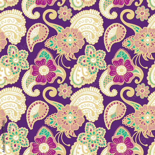 Fototapeta Naklejka Na Ścianę i Meble -  Paisley seamless colorful pattern