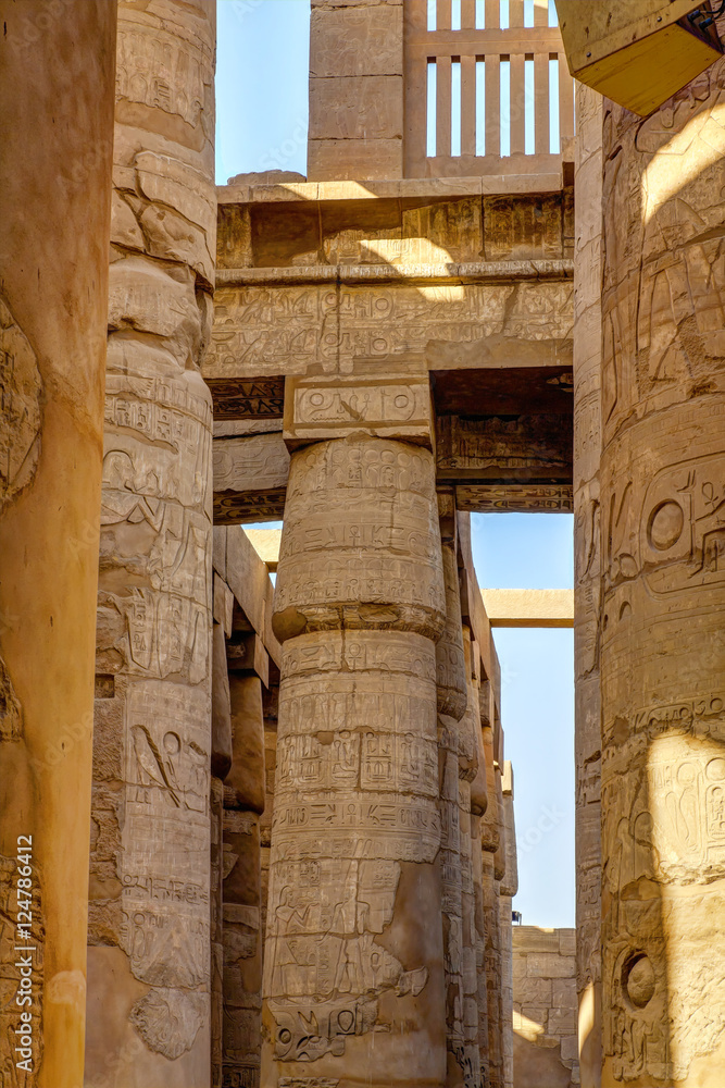 Great Hypostyle Hall, Temples of Karnak, Luxor, Egypt, HDR Image.