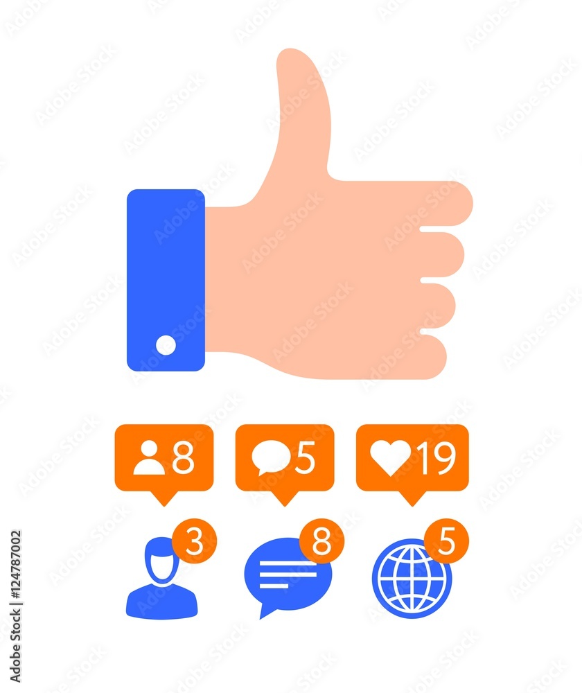 Flat design Thumb like icon set Flat design Thumb like icon set