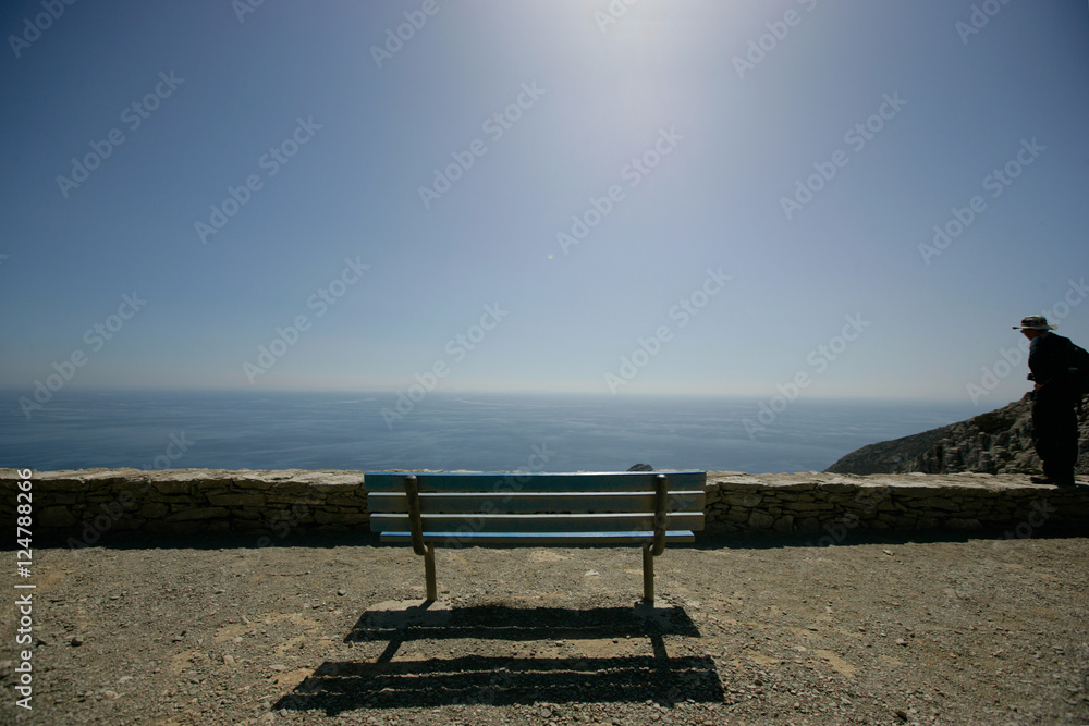 bench ocean person