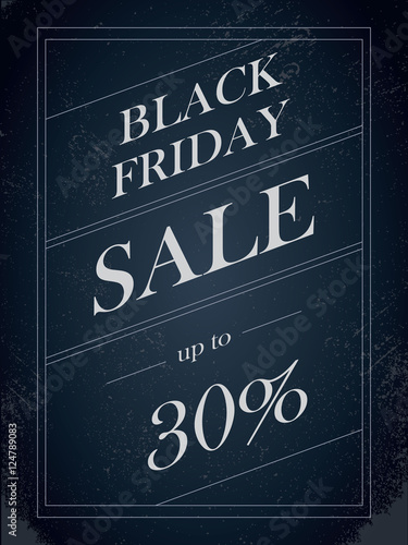 Black Friday Sale vector banner with percentual discount offer in vintage paper decorative artistic style.