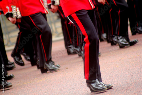 Marching guardsmen London England 