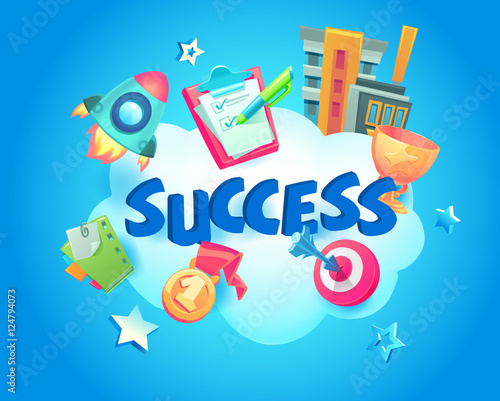 Success background. Work and office. Vector illustration. Inscri photo