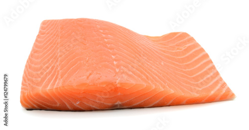 Fresh salmon fillet isolated on white background