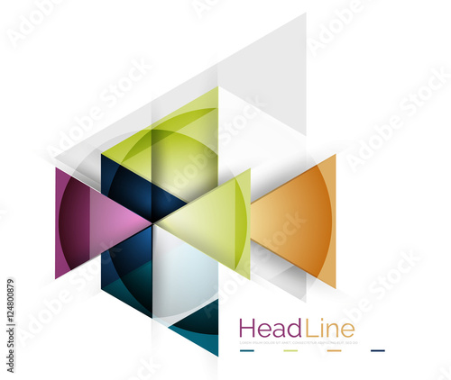 Colorful triangles on white background