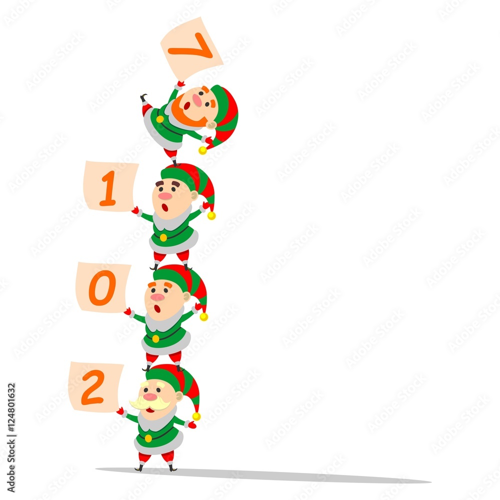 Christmas elves performing acrobatic Christmas elves performing acrobatic