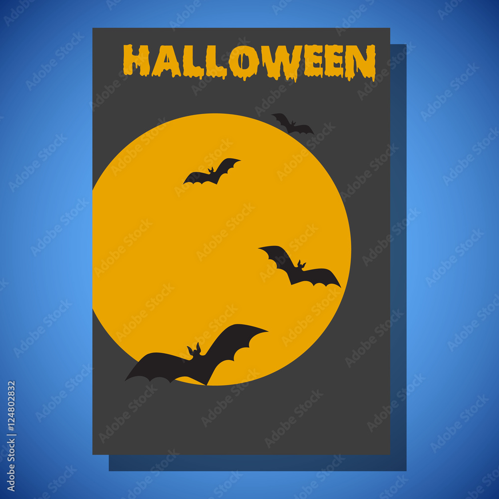 Halloween flyer flat style design illustration, threndy and cute cartoon