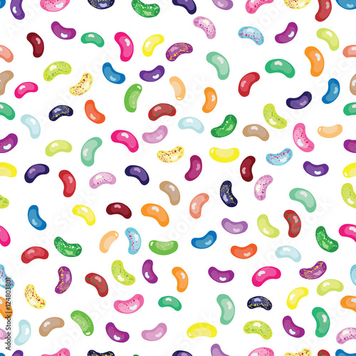 White seamless jelly beans vector pattern.
