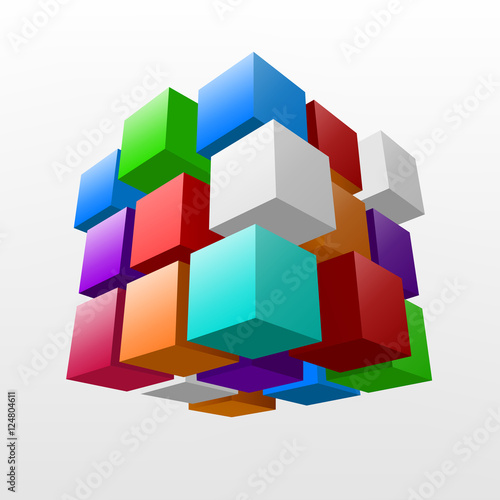 Abstract colorful piece of cube Vector Illustration