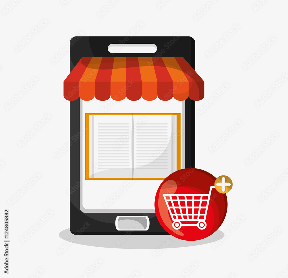 Smartphone and cart icon. Social media and digital marketing theme. Colorful design. Vector illustration Smartphone and cart icon. Social media and digital marketing theme. Colorful design. Vector illustration