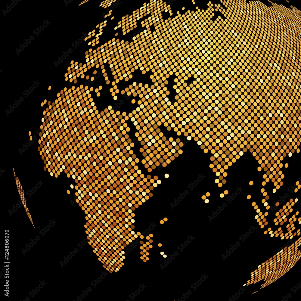 Dotted golden globe background