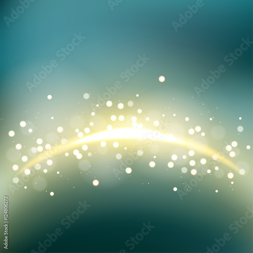 Golden light flare with blurred background