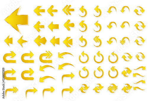 Set of yellow arrows vector illustration