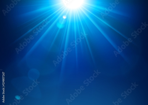 Blue lights shining with lens flare Vector Illustration