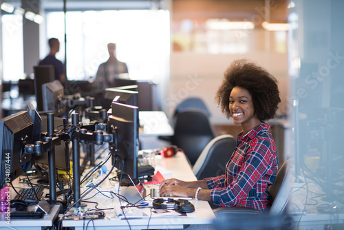 portrait of a young successful African-American woman in modern