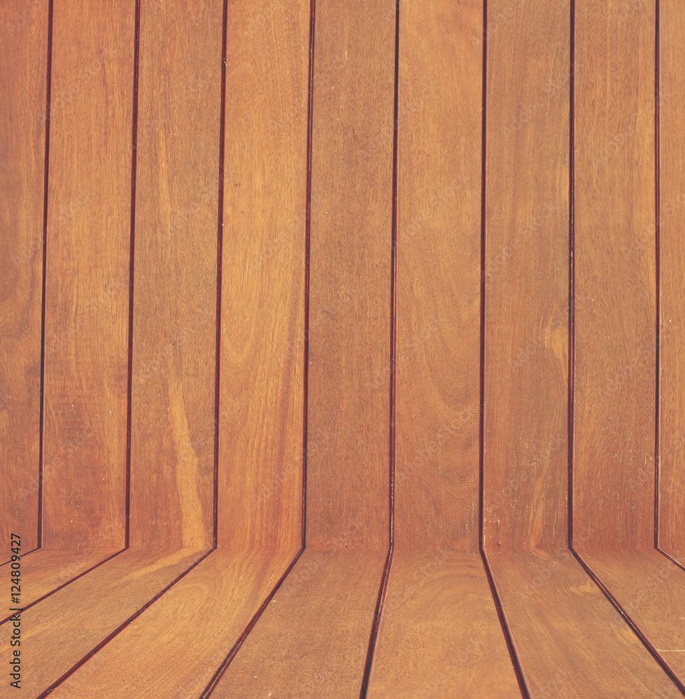 Naklejka premium Brown wood plank wall texture background