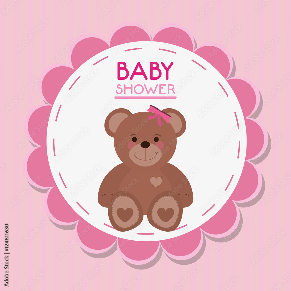 Teddy bear icon. Baby shower card and childhood theme. Colorful design. Vector illustration Teddy bear icon. Baby shower card and childhood theme. Colorful design. Vector illustration
