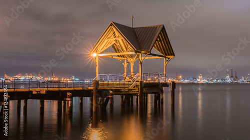 boarding deck at night,north Vancouver BC Canada