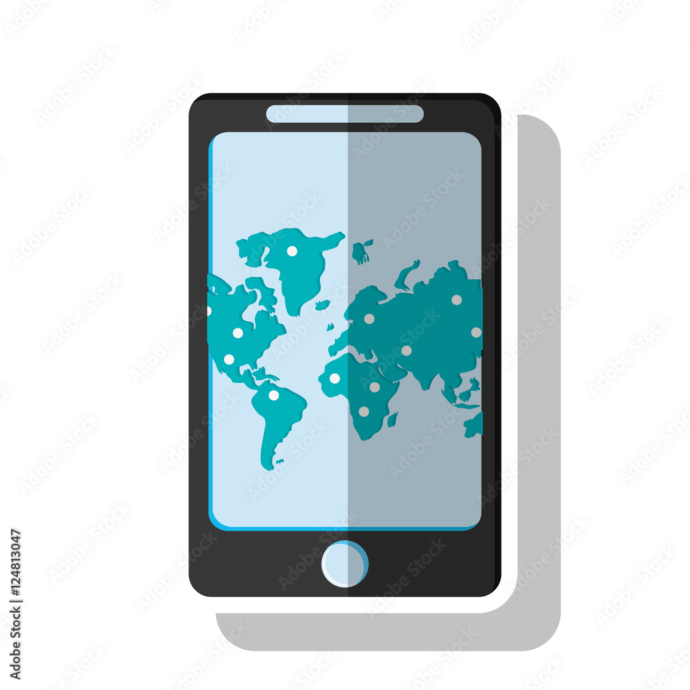 Map inside smartphone icon. travel trip vacation and tourism theme. Isolated design. Vector illustration Map inside smartphone icon. travel trip vacation and tourism theme. Isolated design. Vector illustration