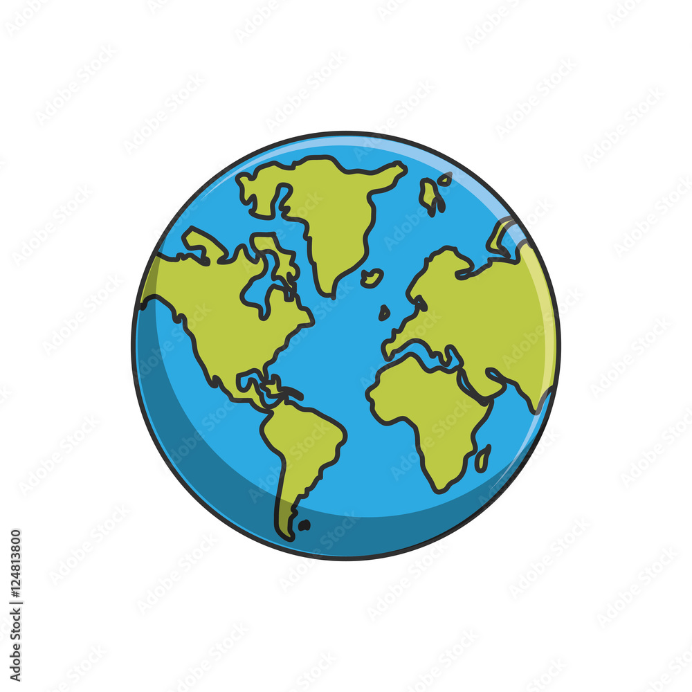 Planet icon. Earth world globe and continent theme. Isolated design. Vector illustration