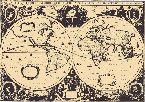 Early world map / Hendrik Hondius(1630) [vector]