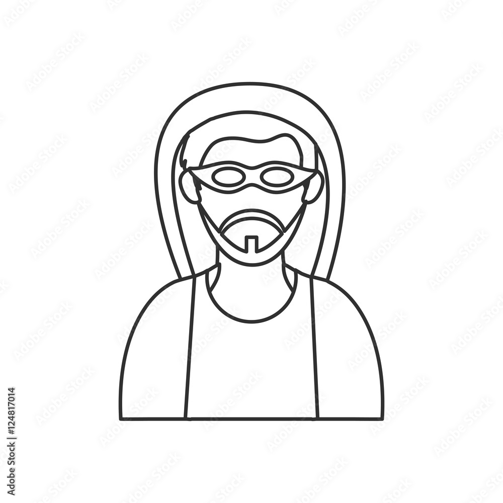 Hacker cartoon icon. security system warning and protection theme. Isolated design. Vector illustration