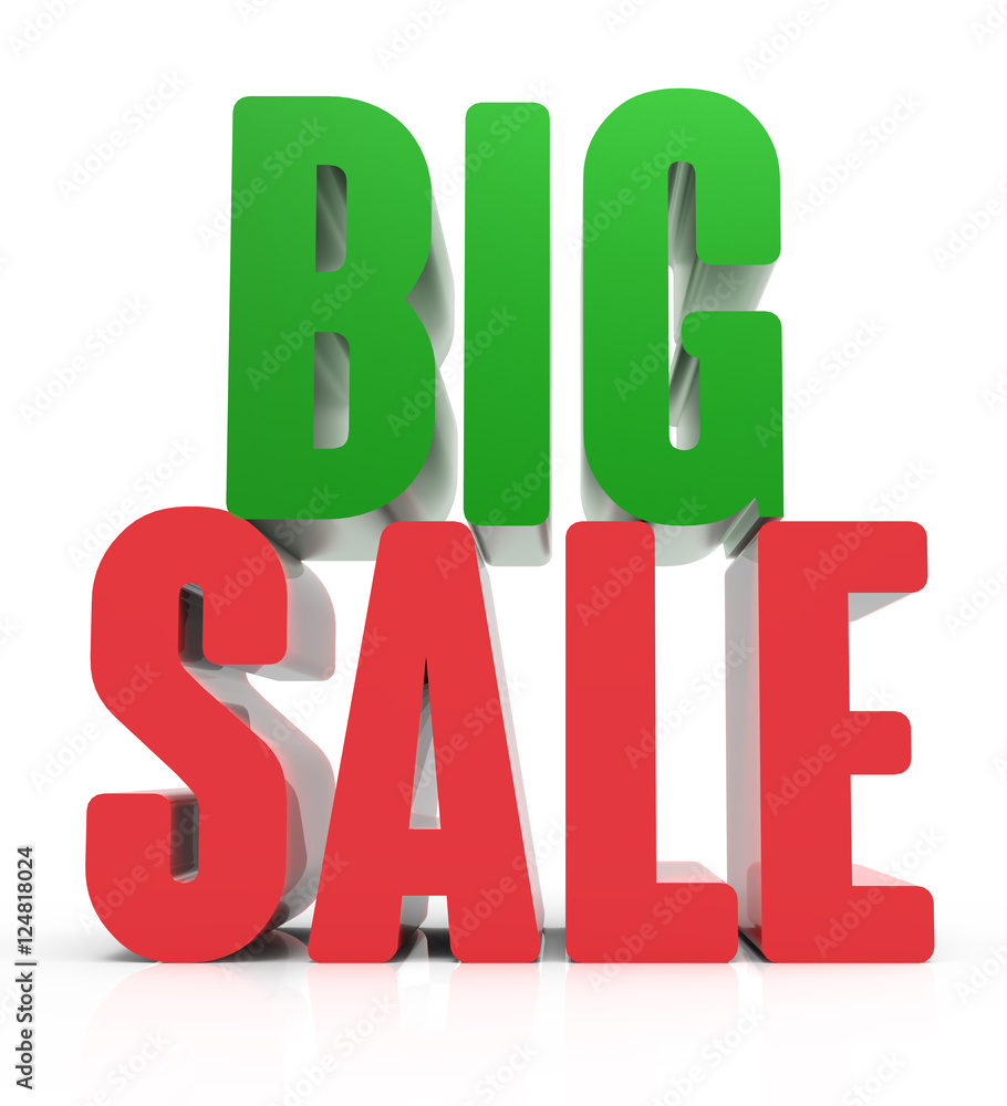 3d rendering of green and red big sale 3d rendering of green and red big sale