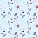 White flowers. Watercolor floral pattern. Seamless hand drawn background 7