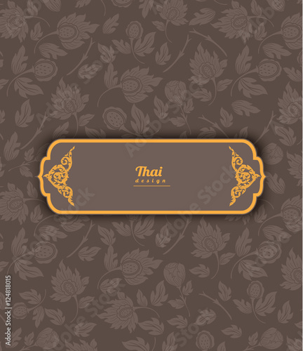 Thai art pattern on brown background, flower style, thai pattern banner.vector illustration
