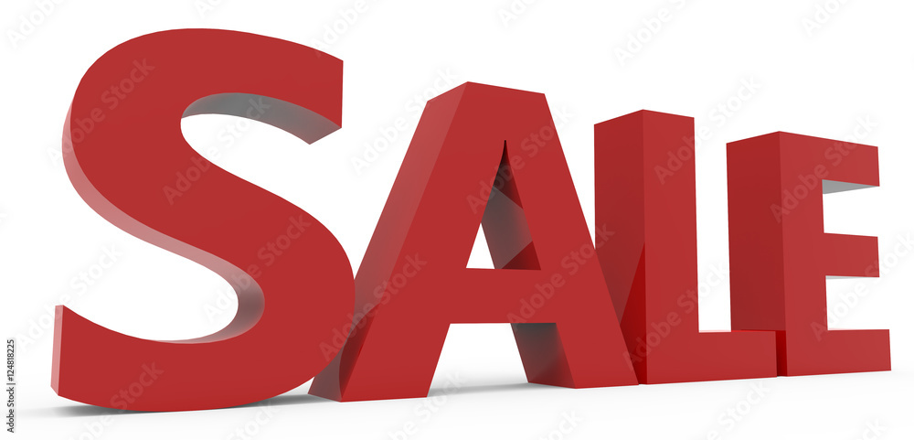 3d rendering of red sale