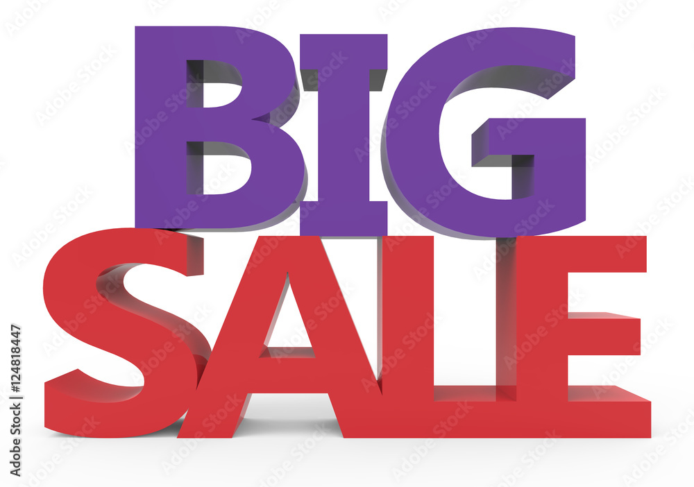 3d rendering of red and purple big sale