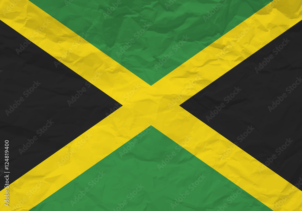 Jamaica flag crumpled paper