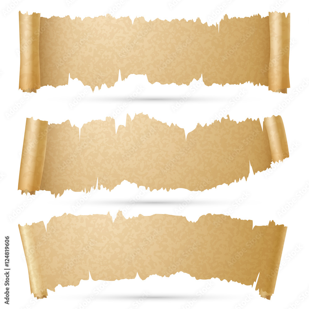 Scroll paper banners vector set