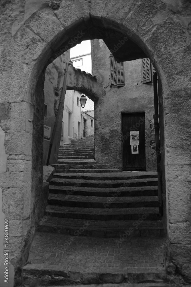 gothic arches stairs bw