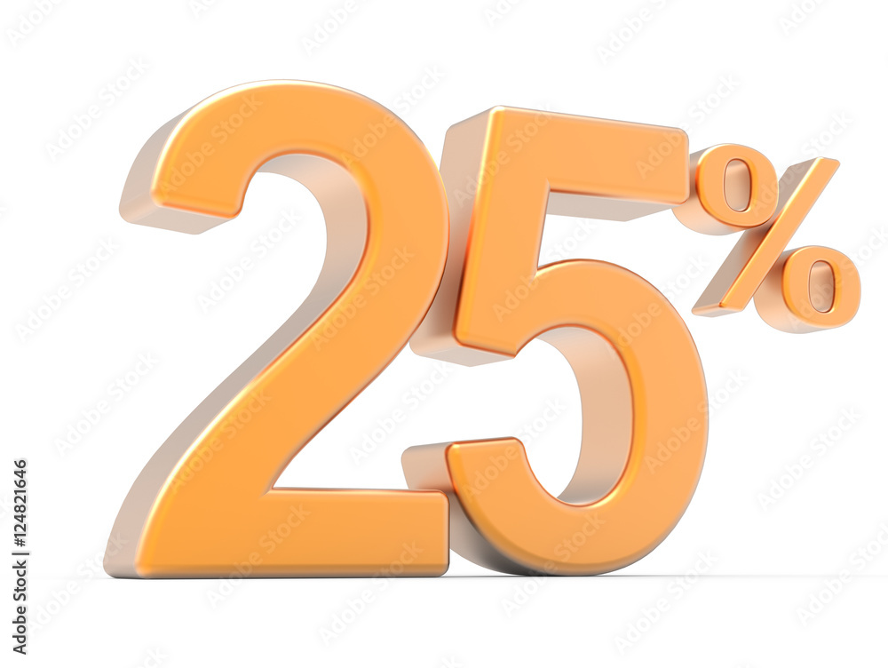 Naklejka premium 3d rendering of a 25% symbol