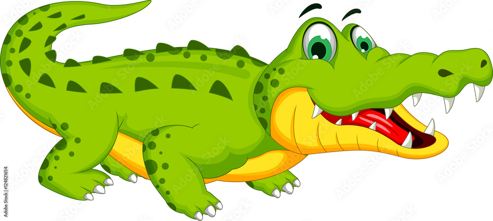 Naklejka premium zabawny kreskówka krokodyl pozowanie