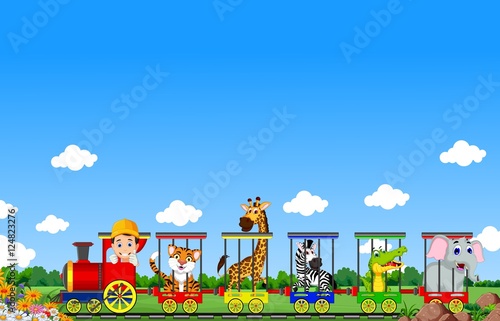 Animal train cartoon
