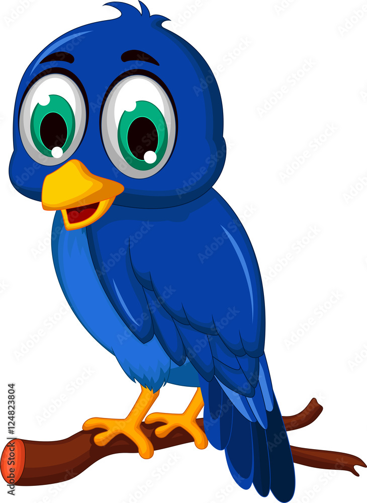 cute blue bird cartoon