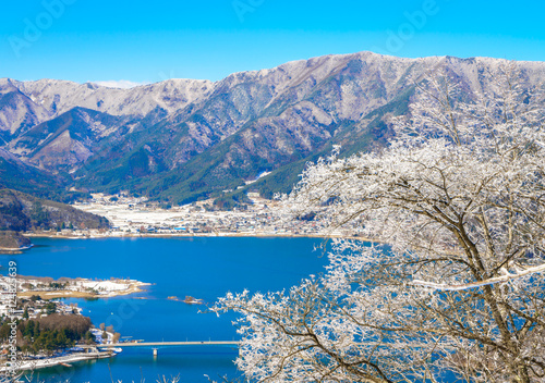 Aerial view of Kawaguchiko lake