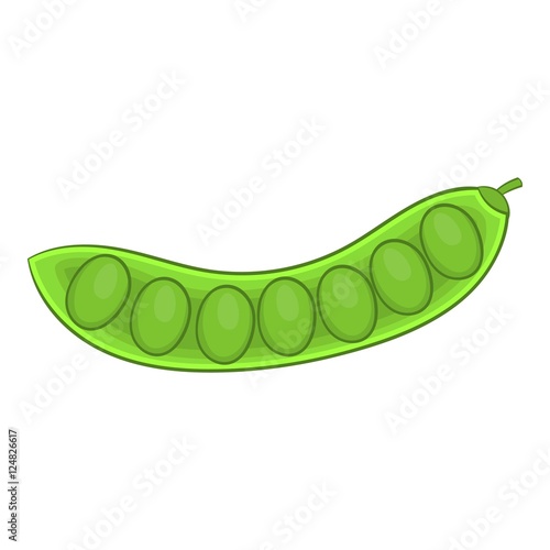Green pea pod icon. Cartoon illustration of pea vector icon for web design