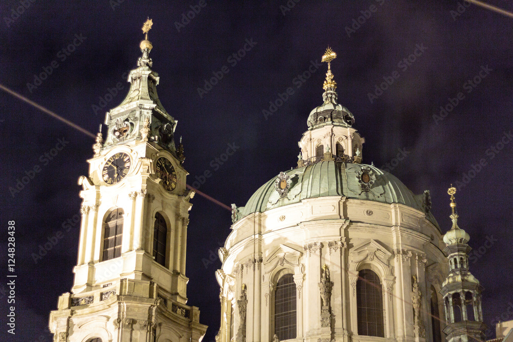 Fototapeta premium Buildings and Streets of Prague at Night, Czech Republic