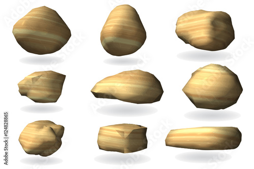 Set stones, boulders isolated on white background. Elements for decor, design, decoration