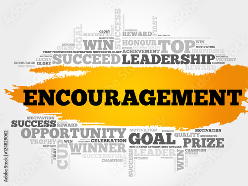 Encouragement word cloud collage, business concept background